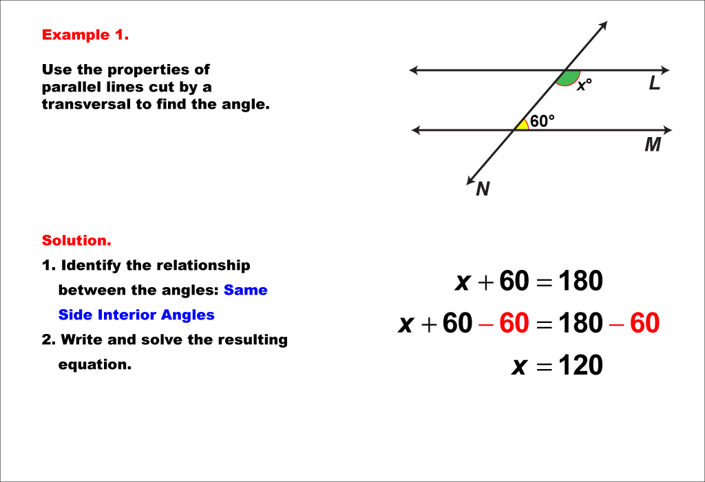 Math Example Solving Equations Equations With Angles From Parallel Lines Cut By A Transversal