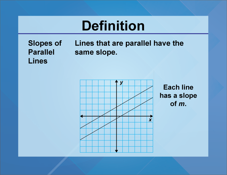 Definition--Slope Concepts--Slopes of Parallel Lines
