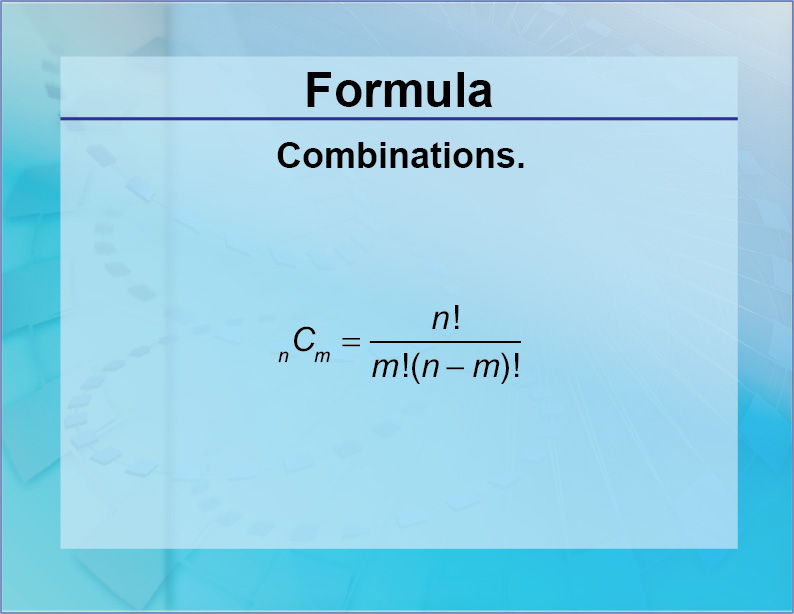 Formulas--Combinatons