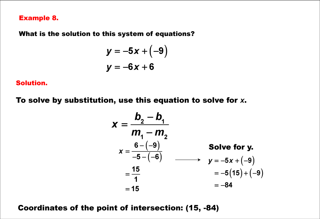 Math Example--Systems of Equations--Solving Linear Systems by Substitution: Example 8