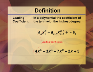 Video Definition 14--Polynomial Concepts--Leading Coefficient (Spanish Audio)