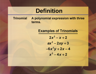 Video Definition 10--Polynomial Concepts--Trinomial (Spanish Audio)