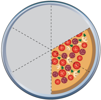 Math Clip Art--Equivalent Fractions Pizza Slices--Two Sixths A