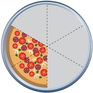 Math Clip Art--Equivalent Fractions Pizza Slices--Two Sixths D