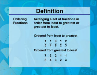 Video Definition 25--Fraction Concepts--Ordering Fractions