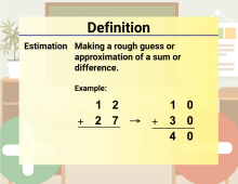 Math Video Definition 15--Addition and Subtraction Concepts--Estimation