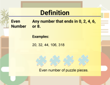 Math Video Definition 16--Addition and Subtraction Concepts--Even Number