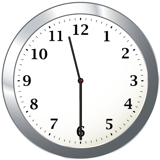 Math Clip Art--Clock Face Showing 11:30