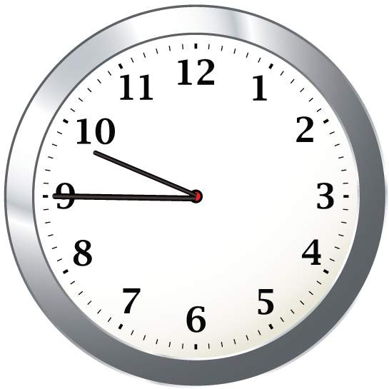 Math Clip Art--Clock Face Showing 9:45