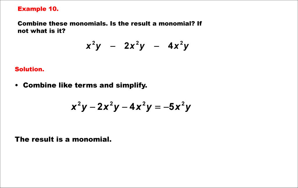 Math Example--Polynomial Concepts--Adding and Subtracting Polynomials: Example 10