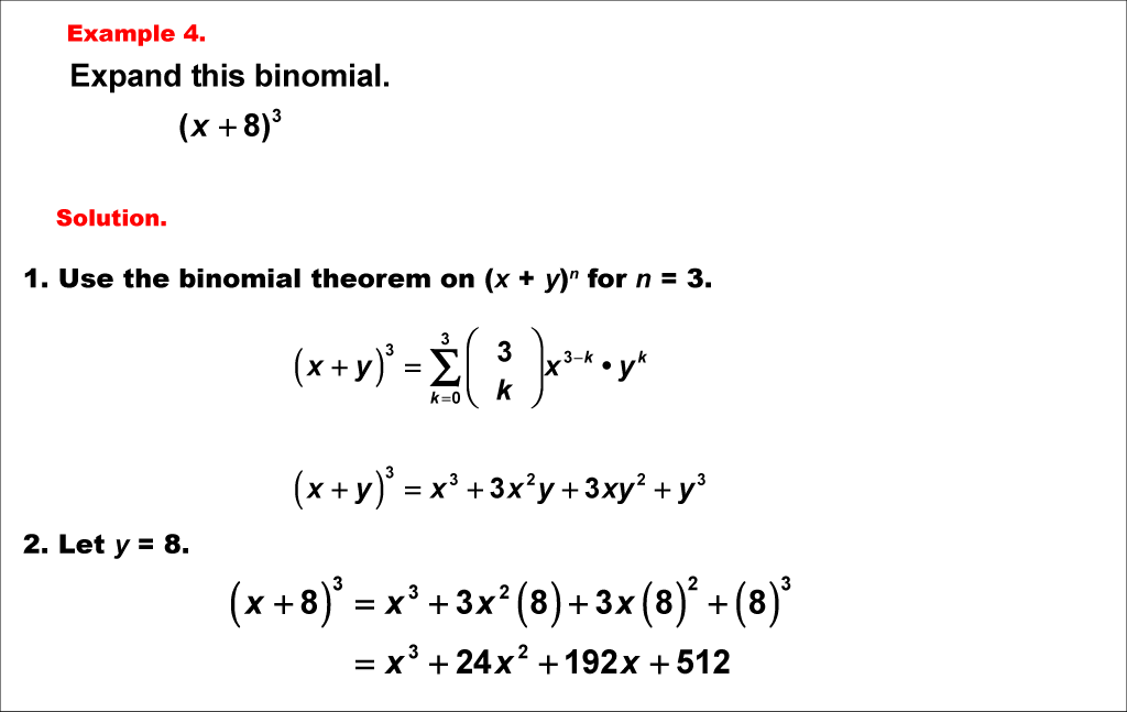 Math Example--Polynomial Concepts--Binomial Theorem: Example 4