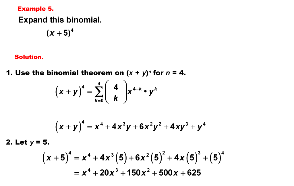 Math Example--Polynomial Concepts--Binomial Theorem: Example 5