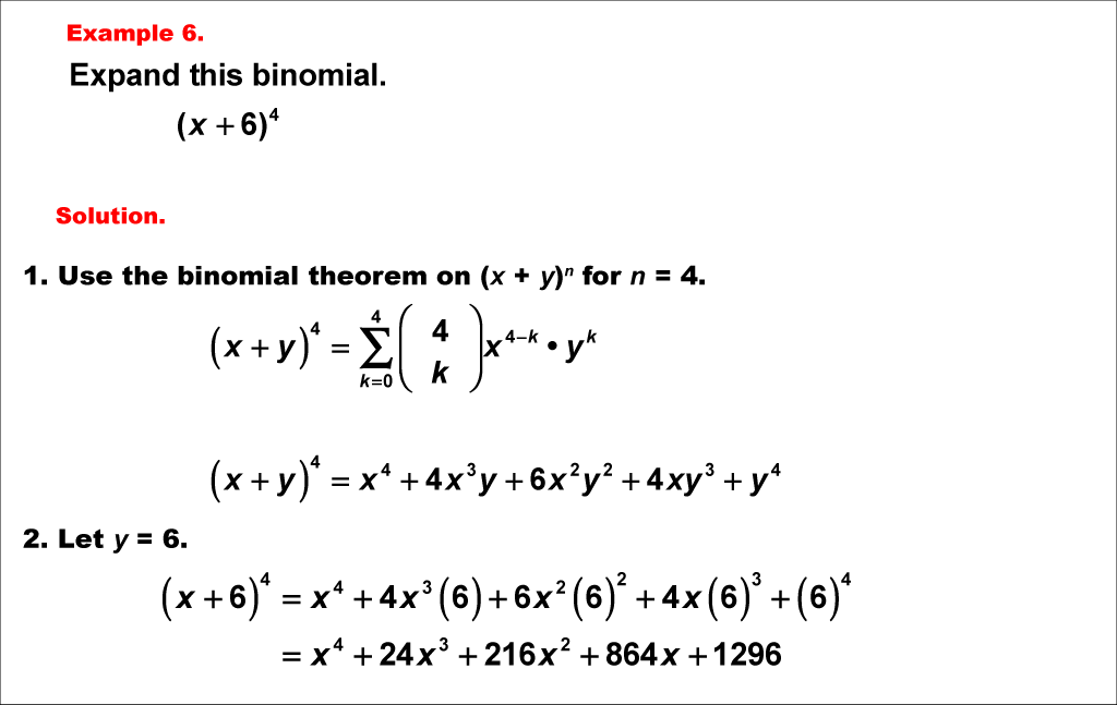 Math Example--Polynomial Concepts--Binomial Theorem: Example 6
