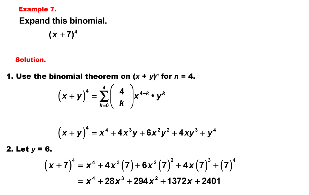 Math Example--Polynomial Concepts--Binomial Theorem: Example 7