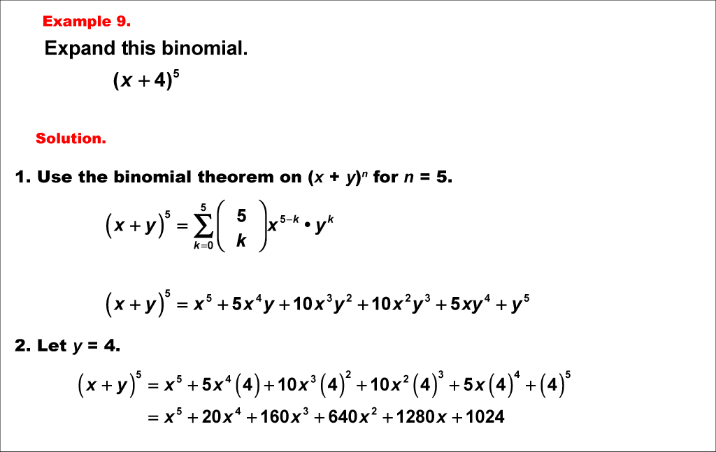 Math Example--Polynomial Concepts--Binomial Theorem: Example 9