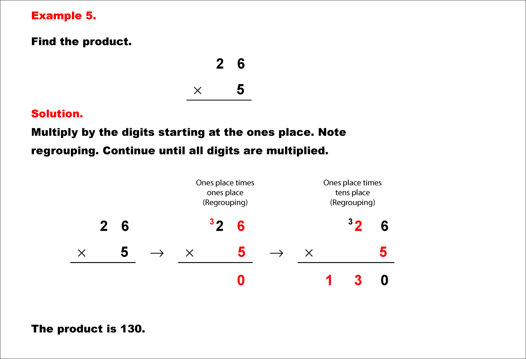Math Example--Arithmetic--Column Multiplication--Example 5