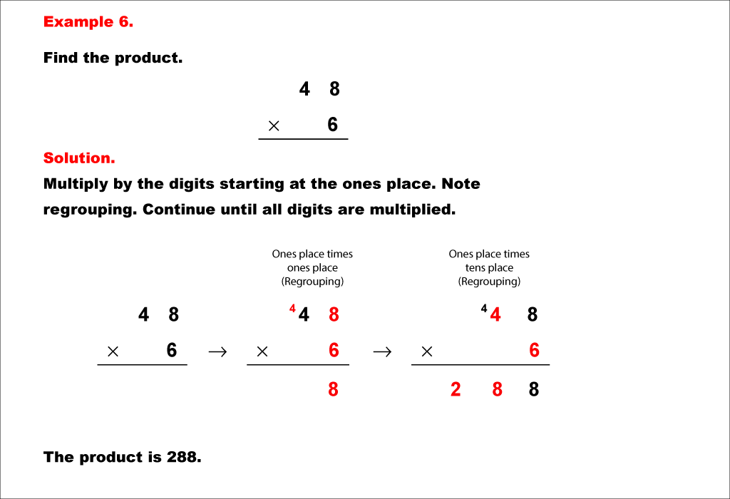 Math Example--Arithmetic--Column Multiplication--Example 6
