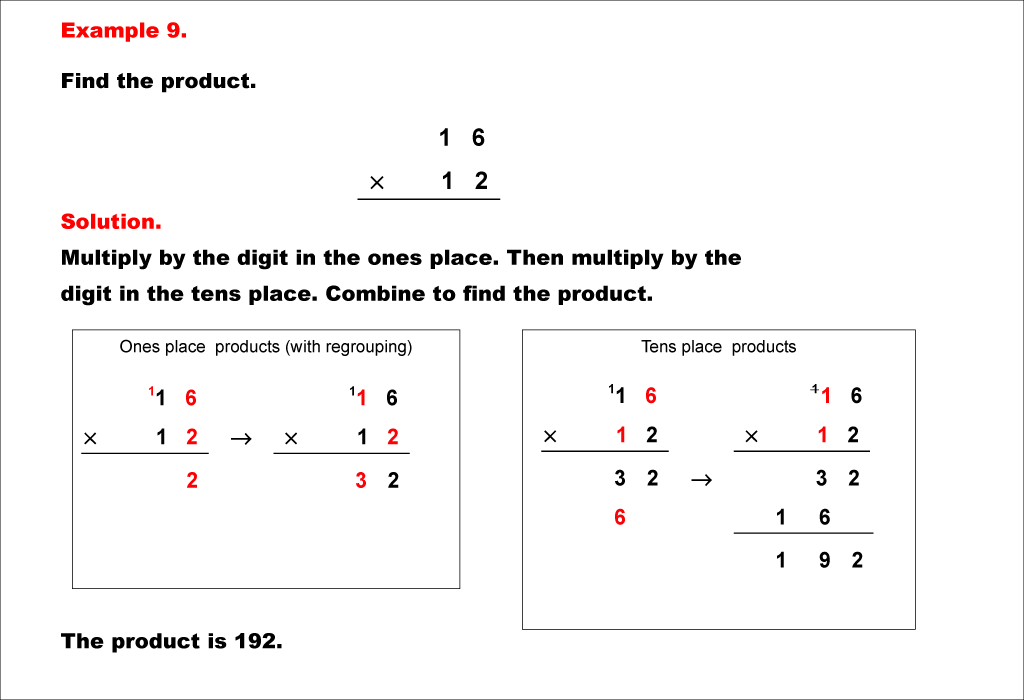 Math Example--Arithmetic--Column Multiplication--Example 9