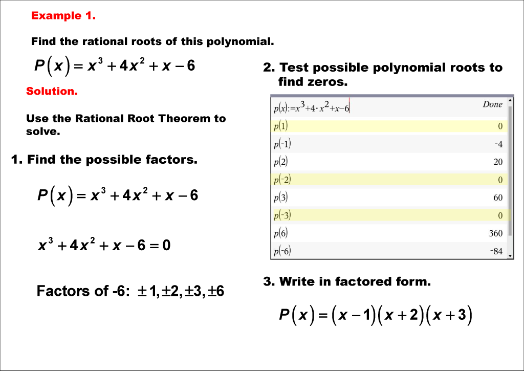 Math Example--Polynomial Concepts-- Rational Root Theorem: Example 1