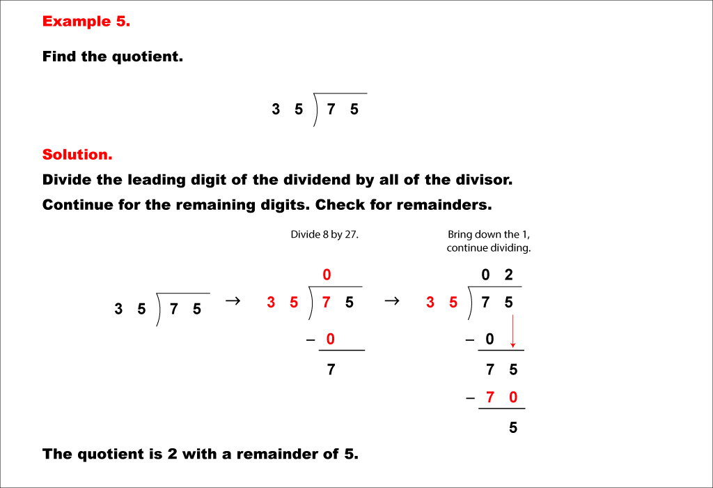 Math Example--Arithmetic--Long Division--Example 5