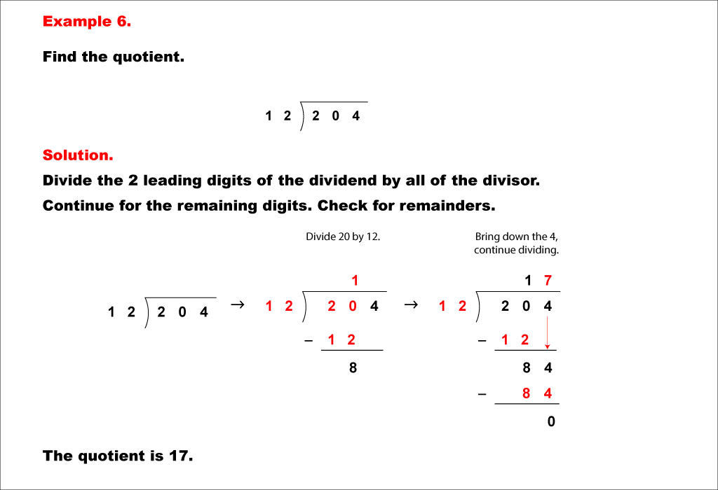Math Example--Arithmetic--Long Division--Example 6