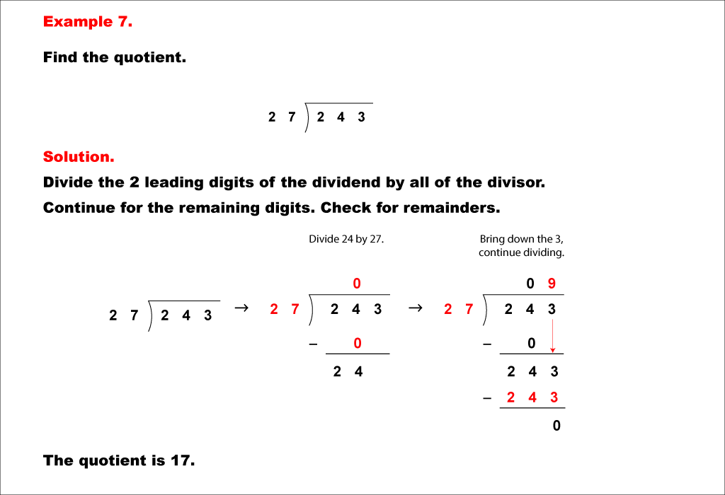 Math Example--Arithmetic--Long Division--Example 7
