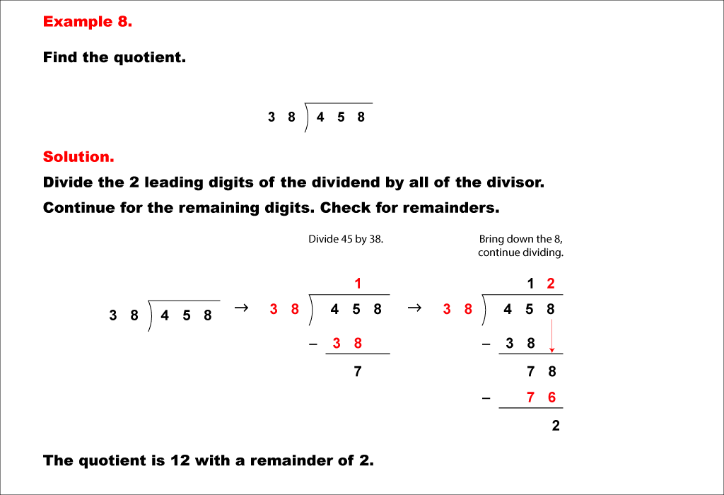 Math Example--Arithmetic--Long Division--Example 8