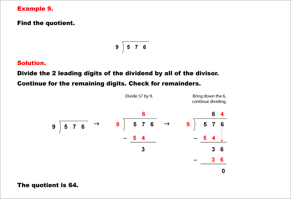 Math Example--Arithmetic--Long Division--Example 9