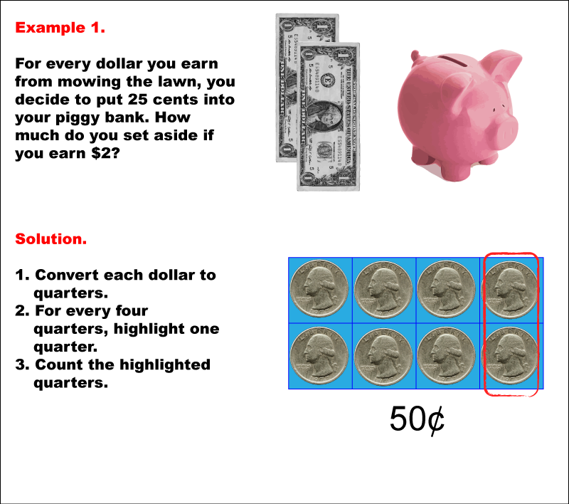 Math Example--Math of Money--Piggy Bank Math: Example 1