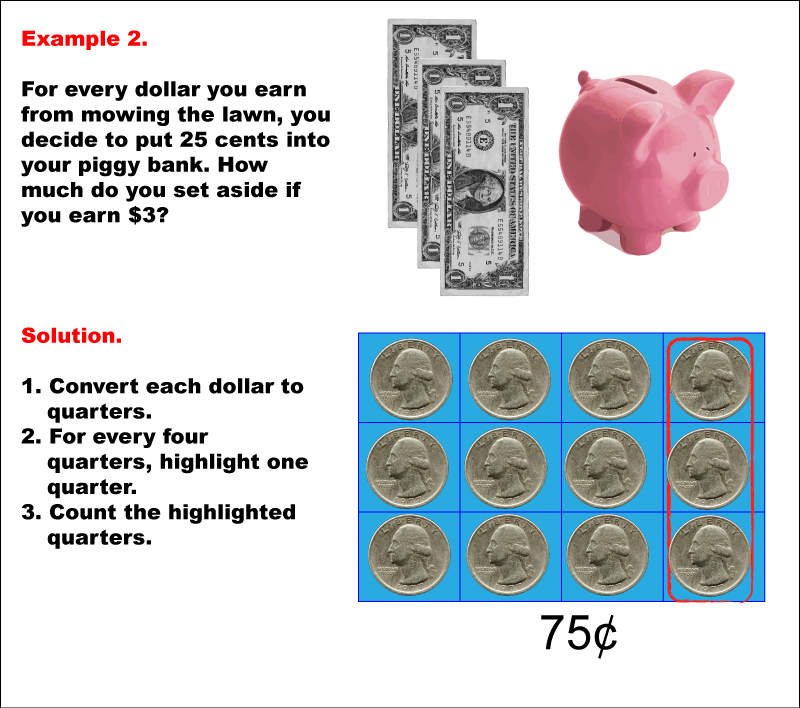 Math Example--Math of Money--Piggy Bank Math: Example 2