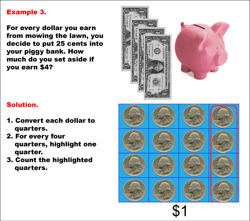 Math Example--Math of Money--Piggy Bank Math: Example 3