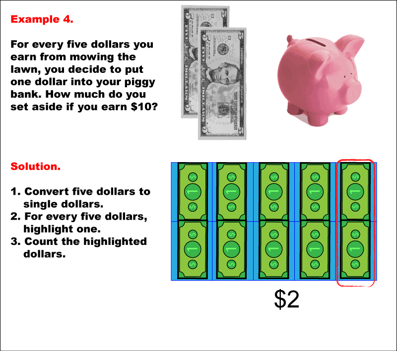Math Example--Math of Money--Piggy Bank Math: Example 4