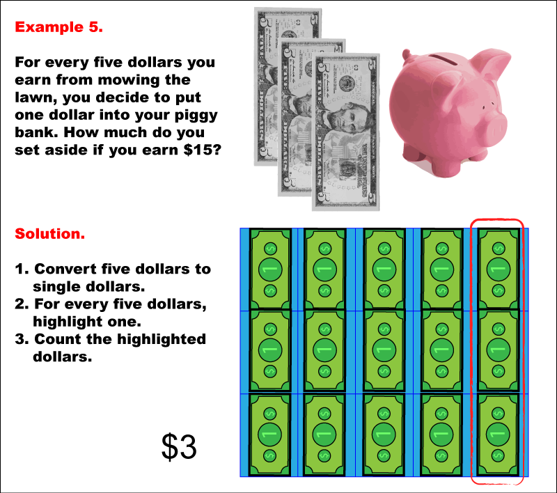 Math Example--Math of Money--Piggy Bank Math: Example 5