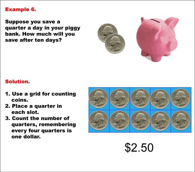 Math Example--Math of Money--Piggy Bank Math: Example 6