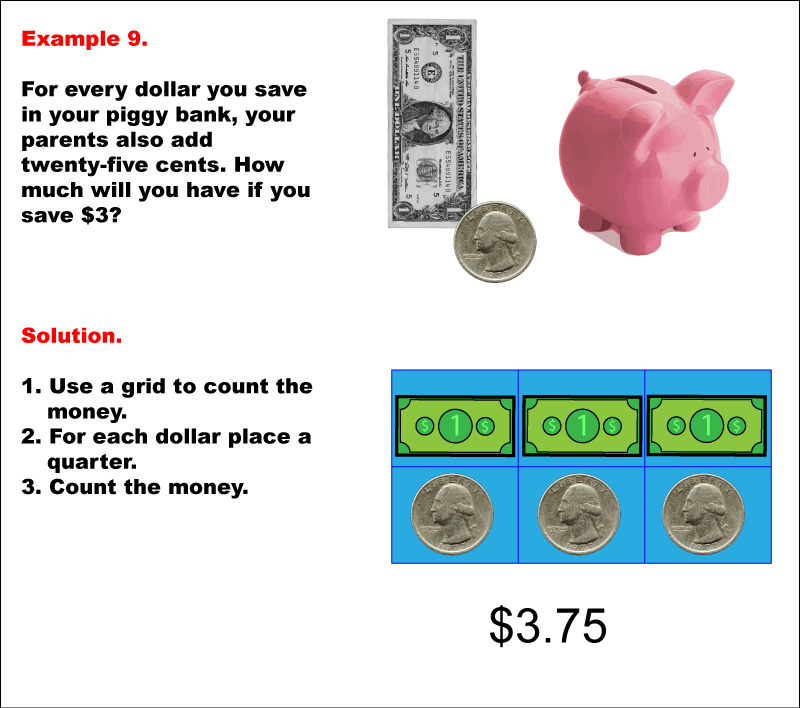 Math Example--Math of Money--Piggy Bank Math: Example 9