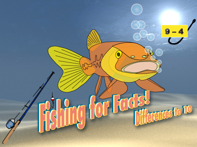 Interactive Math Game, Fishing for Facts (Differences to 10)