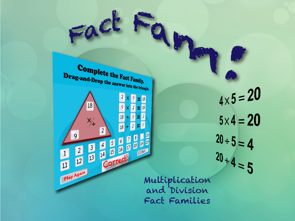 Interactive Math Game, Fact Families, Multiplication and Division