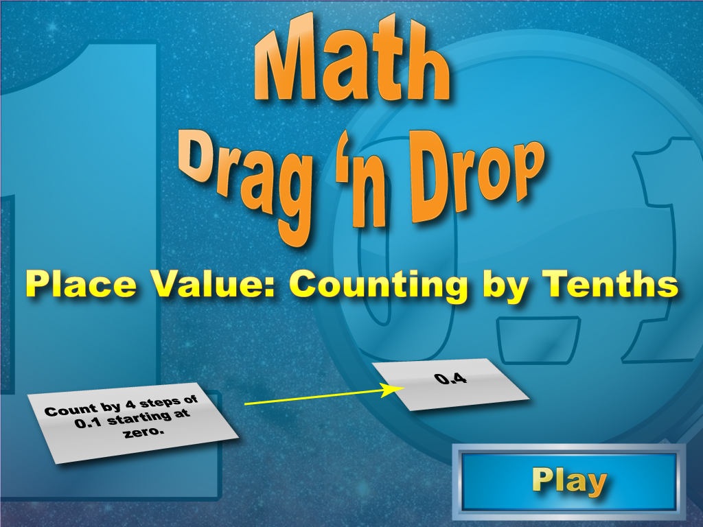 Interactive Math Game--DragNDrop Math--Arithmetic--Place Value: Counting by Tenths