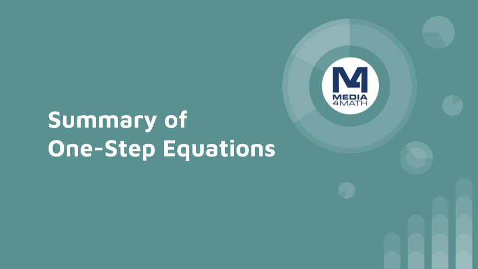 Tutorial: Summary of One-Step Equations