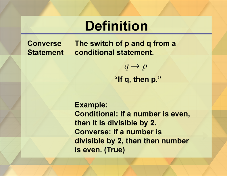 Definition--Geometry Basics--Converse of a Conditional Statement