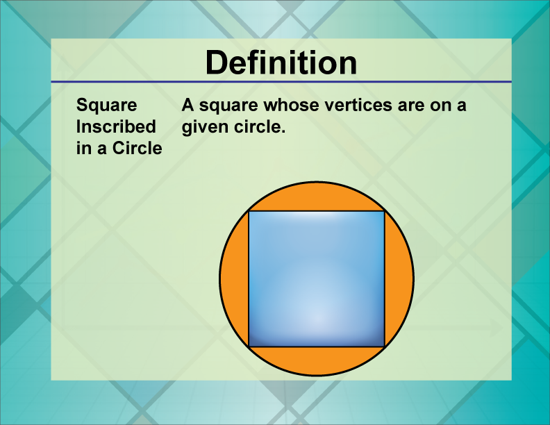 Square Inscribed in a Circle. A square whose vertices are on a given circle.