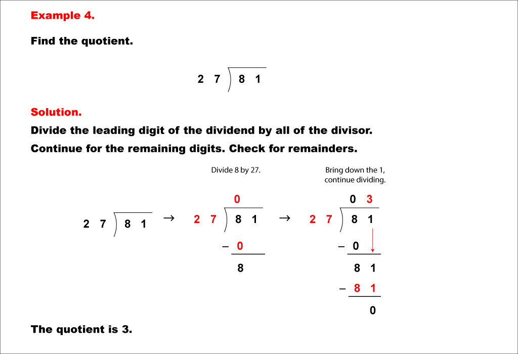 This math example shows how to divide numbers using long division.