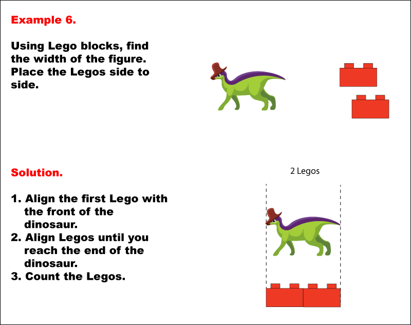 In this math example, Legos are used to measure height and length.