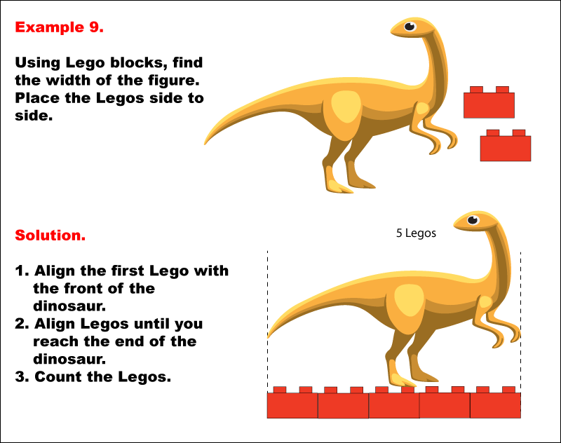 In this math example, Legos are used to measure height and length.