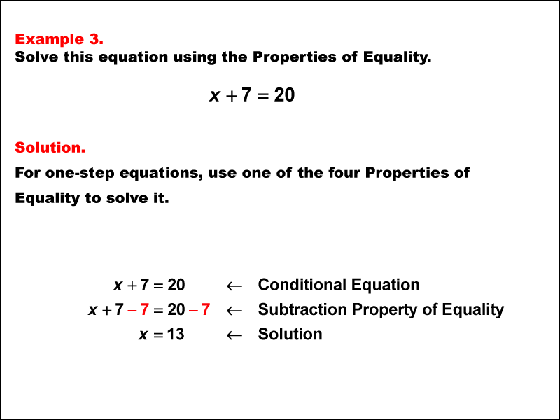Math Example: Solving One-Step Equations Using the Properties of Equality--Example 3