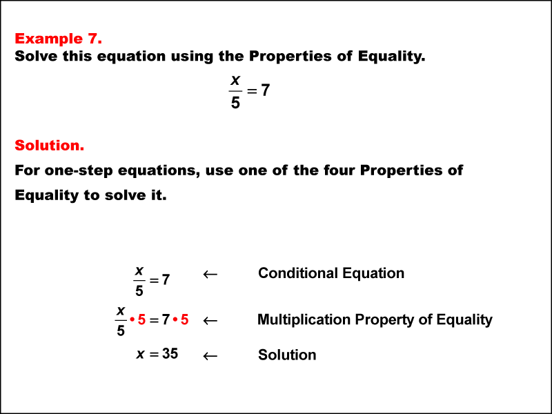 Math Example: Solving One-Step Equations Using the Properties of Equality--Example 7