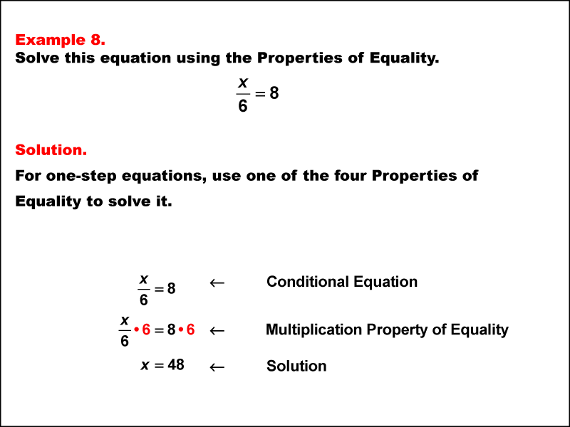 Math Example: Solving One-Step Equations Using the Properties of Equality--Example 8