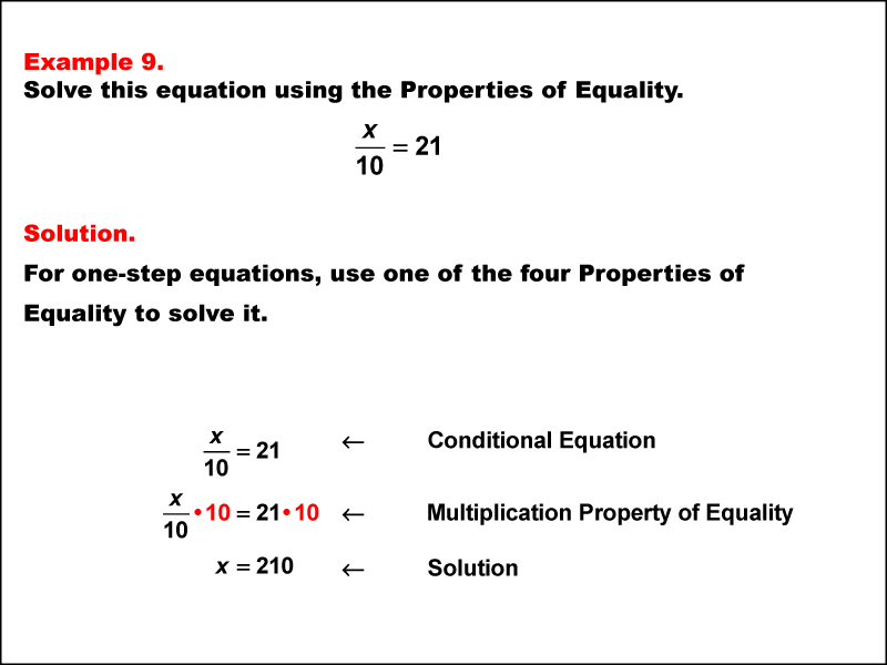 Math Example: Solving One-Step Equations Using the Properties of Equality--Example 9