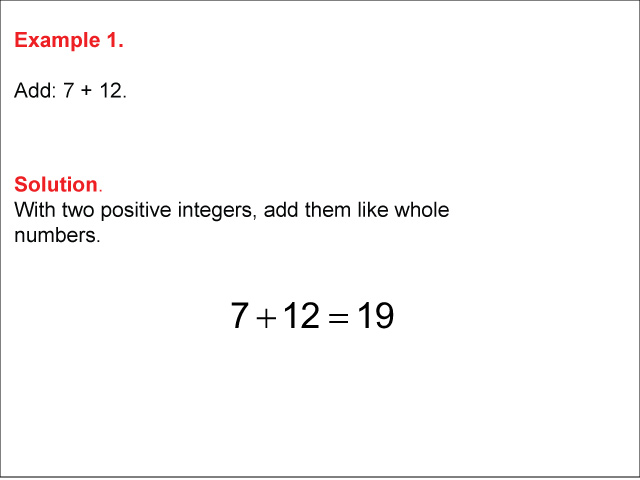 Math Example--Arithmetic--Adding Two Integers: Example 1