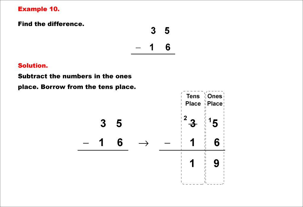 Math Example--Arithmetic--Adding and Subtracting with Regrouping--Example 9